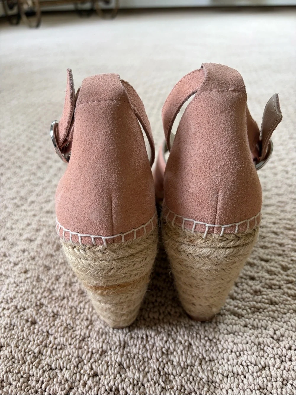 Seychelles Pink Suede Espadrille Wedge Sandals